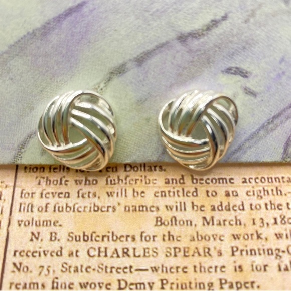 NAPIER Silver Tone Knot Hinge Clip On Earrings - Picture 8 of 8